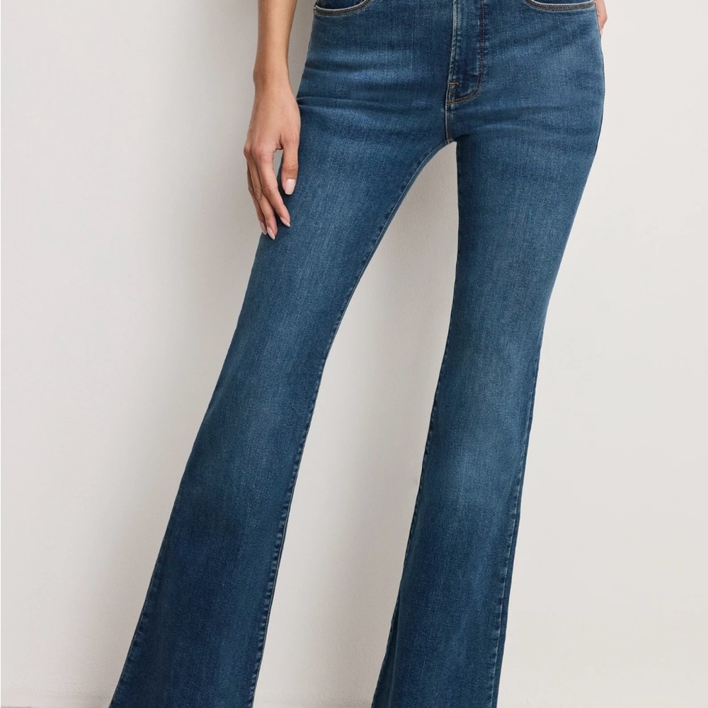 Good American Blue Flare Wide Leg Jeans